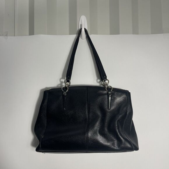 COACH F57520 SMALL BAG CHRISTIE CARRYALL IN CROSSGRAIN LEATHER BLACK - Picture 7 of 16